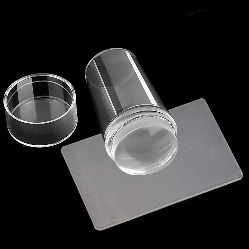 Nail Stamping Plates Pure Clear Jelly Nails Art Stamper Scraper Set Print Silicone Marshmallow Design Manicure Accessories To