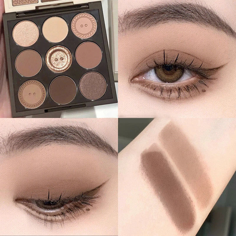 9 Color Eyeshadow Daily Makeup Brown Eye Shadow Palette Shimmer Matte Lasting Pearl Fine Shimmer Earth Color Eye Shadow Korea