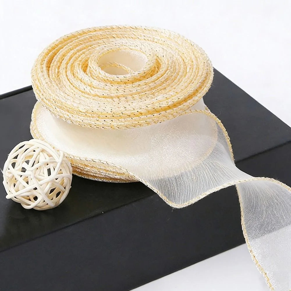 1PC 10 Yards Fishtail Yarn Ribbons 2.5cm Wave Edge Pleated Gifts Packaging Material Gift Wrapping Bouquets Chiffon Ribbon - 4