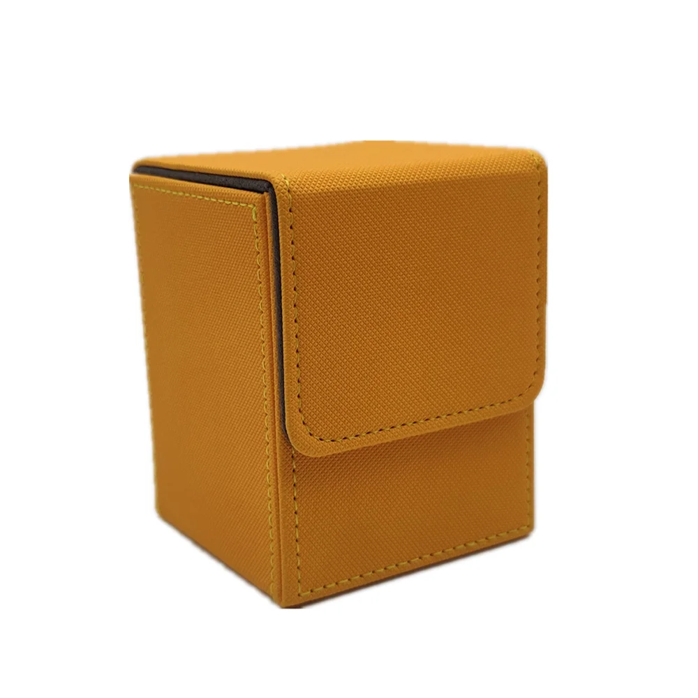 Card Fit For 100+Single Sleeved Cards , Leather Trading Commander Deck Box Compatible With Card Deck,Game Card Box - yellow