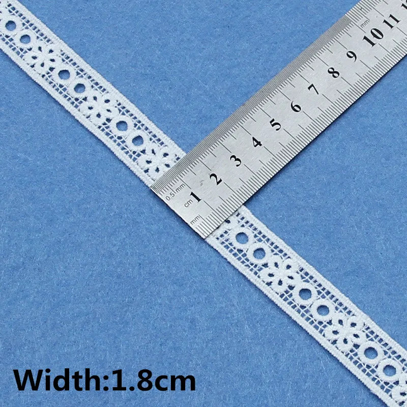 5Yards White Cotton Embroidered Lace Trim Ribbons Fabric DIY Handmade Craft Materials Sewing Clothes Accessories - H16-12-40