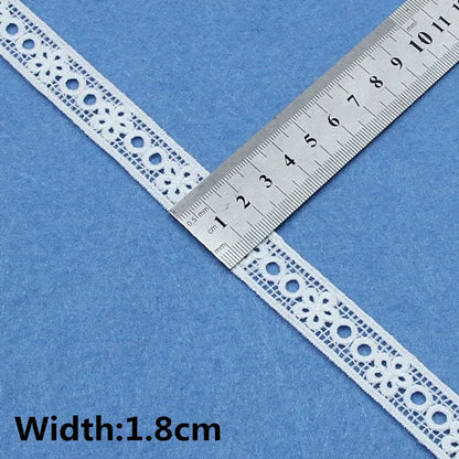 5Yards White Cotton Embroidered Lace Trim Ribbons Fabric DIY Handmade Craft Materials Sewing Clothes Accessories - H16-12-40