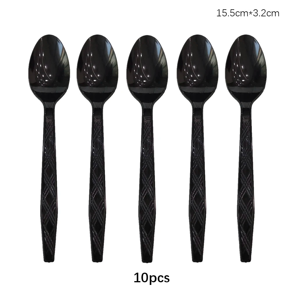 Disposable Knife Fork Spoon Cutlery Set Pink Blue Disposable Tableware Birthday Party Decorations Wedding Baby Shower Supplie