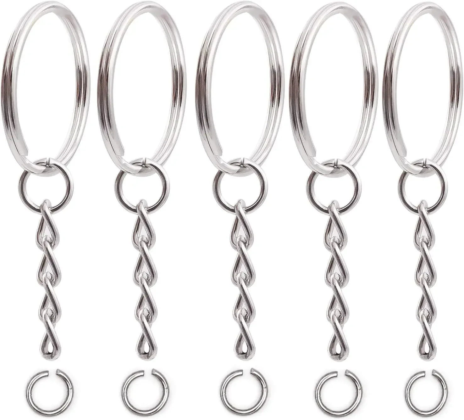 Silver Plated Metal Blank Keyring Keychain Split Ring Keyfob Key Holder Rings Women Men DIY Key Chains Key Ring Accessories