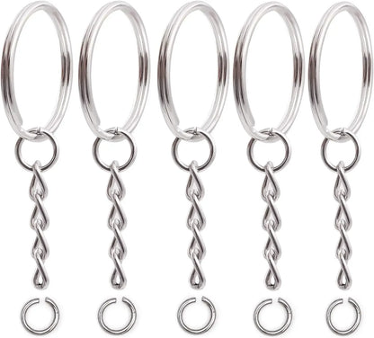 Silver Plated Metal Blank Keyring Keychain Split Ring Keyfob Key Holder Rings Women Men DIY Key Chains Key Ring Accessories