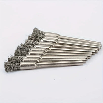 10Pcs Stainless Steel Wire Brushes with a 3.17mm Handle - Ideal for Rotating Tools, Ideal for Cleaning, Rust Removal and Sand