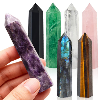 Natural Stone and Crystals Point Wand Witchcraft Rose Quartz Amethyst Home Decor Mineral Reiki Healing Stones Crafts Room Dec