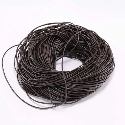 2/5 Meters/Lot 1-6mm Genuine Cow Leather Round Thong Cord DIY Bracelet Findings Rope String For Jewelry Making - Deep coffee 