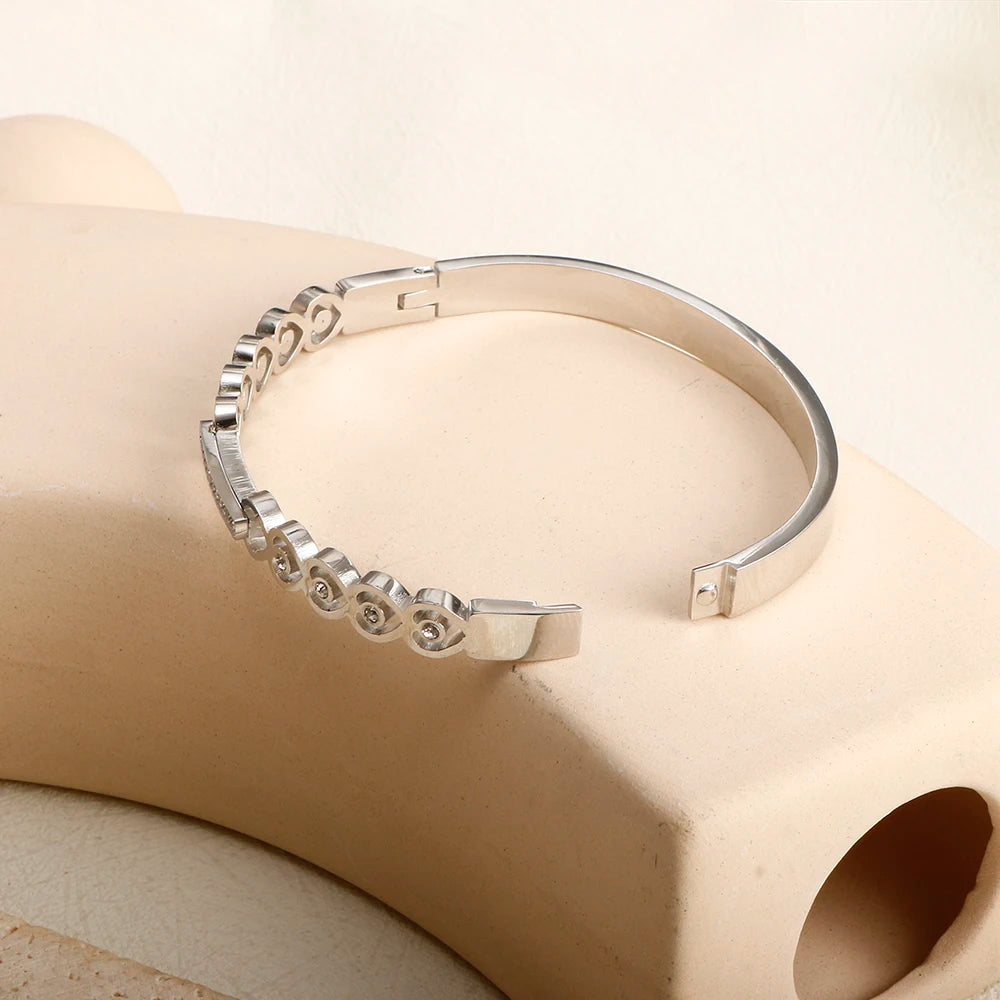 Stainless Steel With Zirconia Bracelet Bangle Simple Jewelry