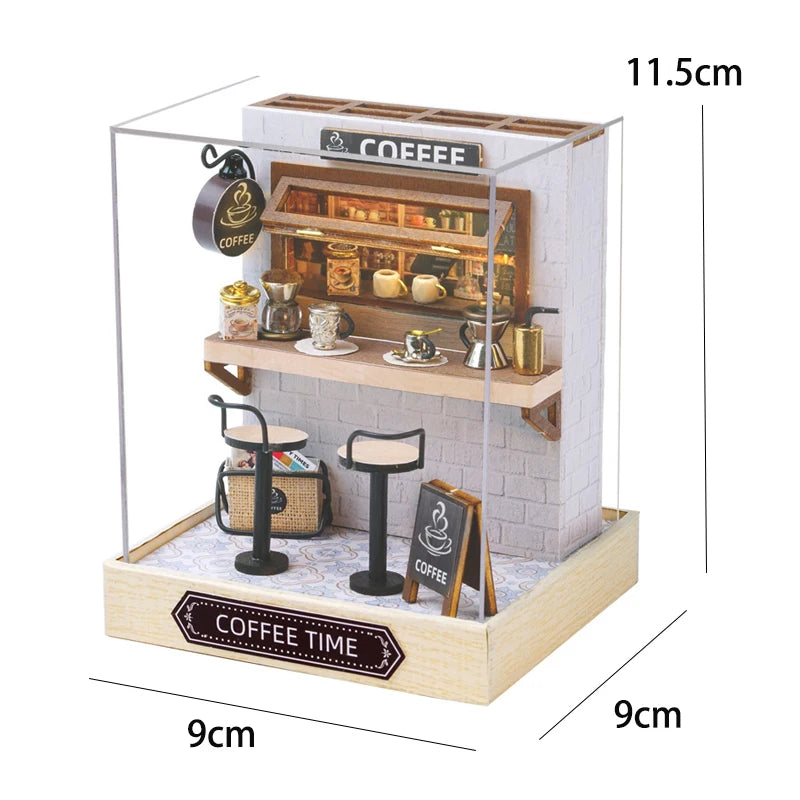 Kitten Mini Doll House 3D Puzzle Assembly Model Building Kit Creative Room Bedroom Decoration With Furniture Wooden Crafts Gi