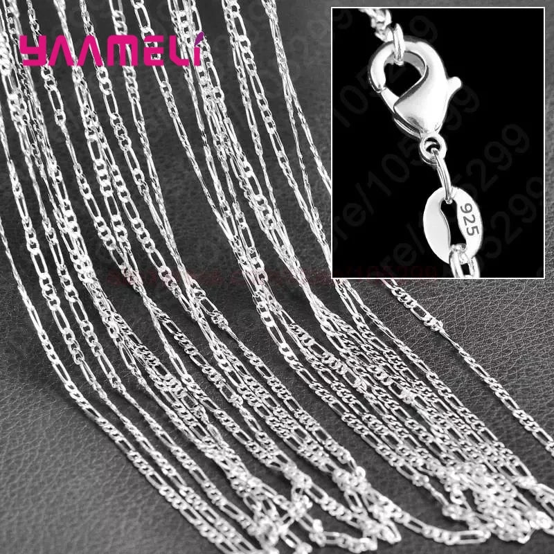 10PCS Pure 925 Sterling Silver Charm Link Chain Necklace Jewelry with Strong Smooth Lobster Clasps 16-30 Inches