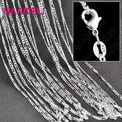 10PCS Pure 925 Sterling Silver Charm Link Chain Necklace Jewelry with Strong Smooth Lobster Clasps 16-30 Inches