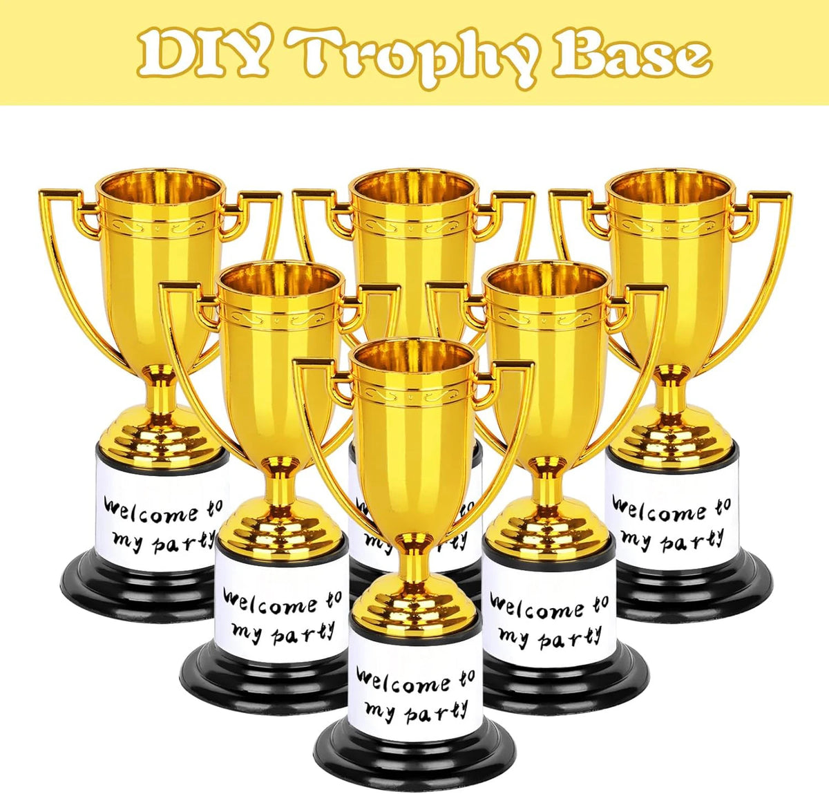 Gold Trophy Awards - Pack of 24/12/6 Mini 4-Inch Plastic Trophies for Kids & Adults, Party Favors, Competitions, Sports Event