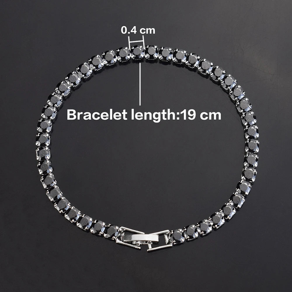 4mm Micro-inlaid Zircon Tennis Bracelet for Women 2025 New Men Bracelet Homme Jewelry Accessories
