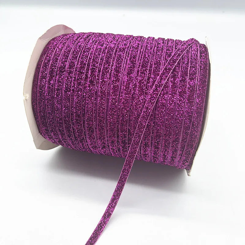 New 6mm Glitter Velvet Ribbon No Elastic Single Face Ribbon Headband Clips Bow Decoration - 22