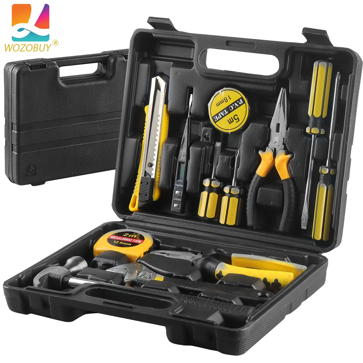 8/9/12/13Piece Tools Set General House hold Hand Tool Kit with Plastic Toolbox Storage Case Used to Car repair And home Repai