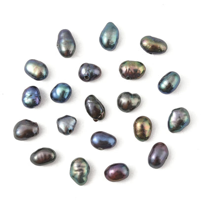 10Pcs Natural Cultured Freshwater Pearl Beads, Baroque Keshi Pearl Beads for Earring Necklace DIY Jewelry Making - C