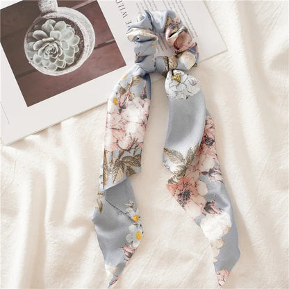 2022 Summer Vintage Print Flower Beach Bandana Hair Scarf Fashion Elastic Rubber Headbands for Women Girl Hair Accessories - 