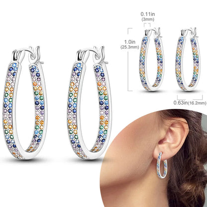 925 Sterling Silver Hoops Earrings Hypoallergenic Hoops Earrings With Zirconia Fashion Jewelry for Women Girls - KTE185