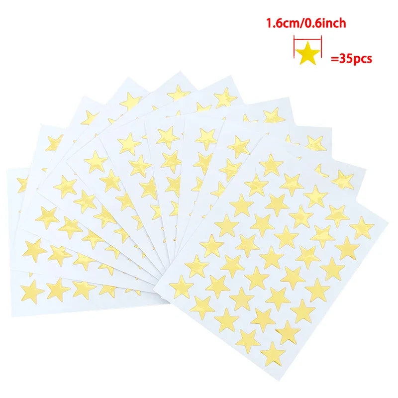 10 Sheets/bag Gold Star Sticker Stamping Five Pointed Star Sticker Children's Reward Sticker Teacher Praise Label - B