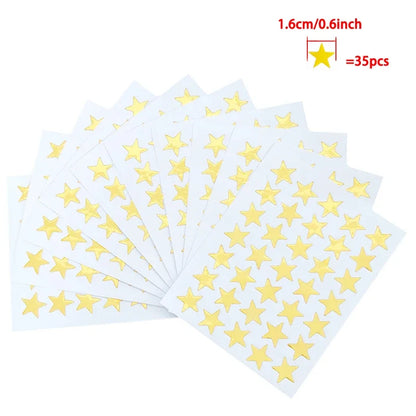 10 Sheets/bag Gold Star Sticker Stamping Five Pointed Star Sticker Children's Reward Sticker Teacher Praise Label - B