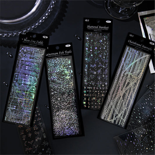 3 Sheets/Bag Star Theme 3D Holographic Laser Silver Stickers for Scrapbooking DIY Collage Phone Case Frame Decoration