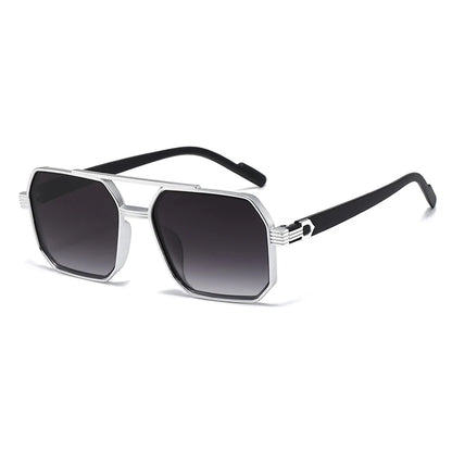 Hiking New Fashion Double Beam Polygonal Anti Light Glasses Retro Personalized Trendy Large Frame Eyewear European and Americ