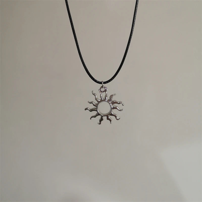 Vintage Spiral Vortex Pendant Hand-woven Leather Rope Necklace for Women Unisex Boho Pentagram Necklace Fashion 2023 Y2K Jewe