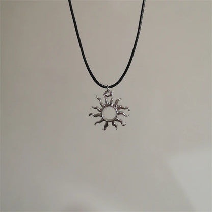 Vintage Spiral Vortex Pendant Hand-woven Leather Rope Necklace for Women Unisex Boho Pentagram Necklace Fashion 2023 Y2K Jewe