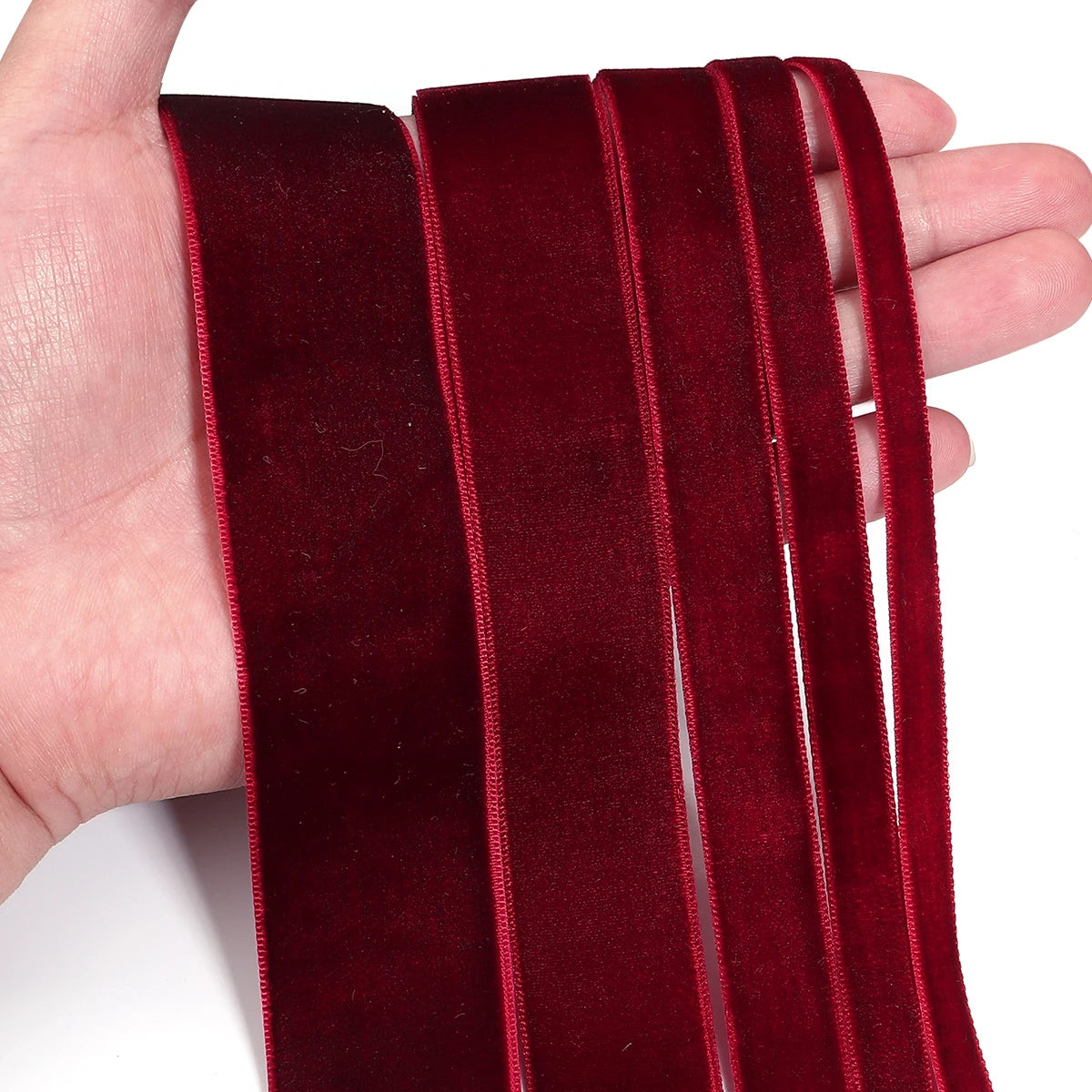 5/10 yards Wine Red Flocking Webbing Single Face Velvet Ribbons for DIY Clothing Handmade Gift Packaging Decorative Accessori