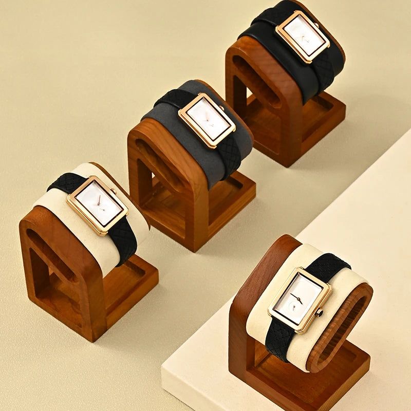 WoodTen Solid Wood Watches Display Stands Base Watch Necklace Bracelet Organizer Rack Bangle Scrunchie Headband Showcase Stan