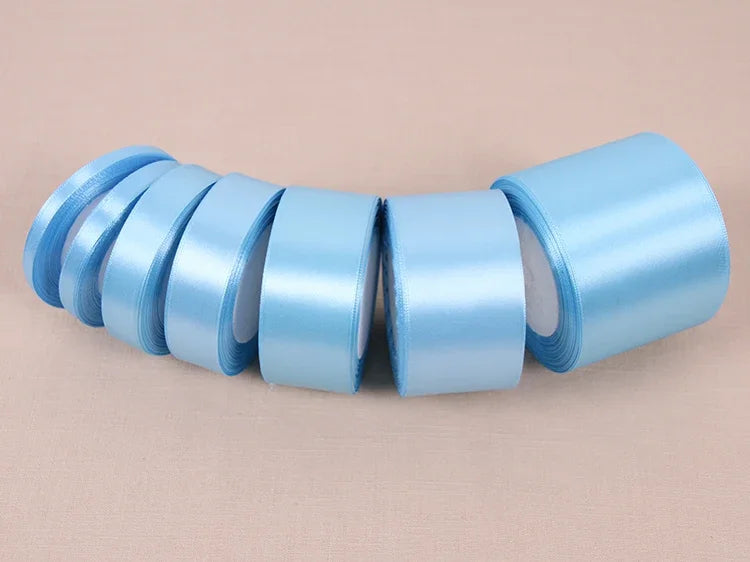 6mm 10mm 15mm 20mm 25mm 40mm 50mm Sky Blue Satin Ribbons Christmas Wedding Party Decoration Gift Wrapping Light Blue Ribbons