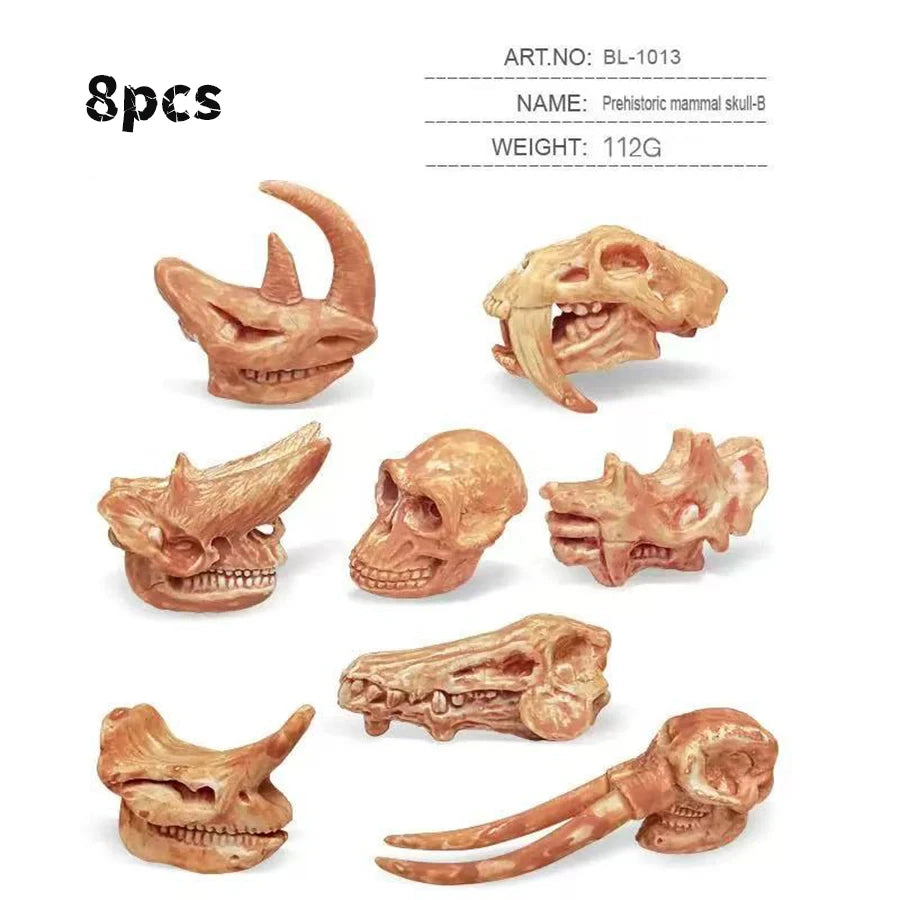 Solid Dinosaur Fossil Model Simulation Hand-painted Vivid Carnotaurus Dinosaur Skull Fossil Figurine for Kids Home Decor - gr