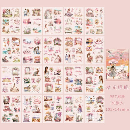 20pcs PET Stickers Season Series PET Decorative Stickers DIY Diary Girls Scrapbooking Material Decor Album Stationery Sticker