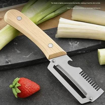 2026 New Paring Knife Ergonomic Wood Handle Knife Stainless Steel Vegetable Peeler with Wooden Handle 2-in-1 Fruit Potato Pee