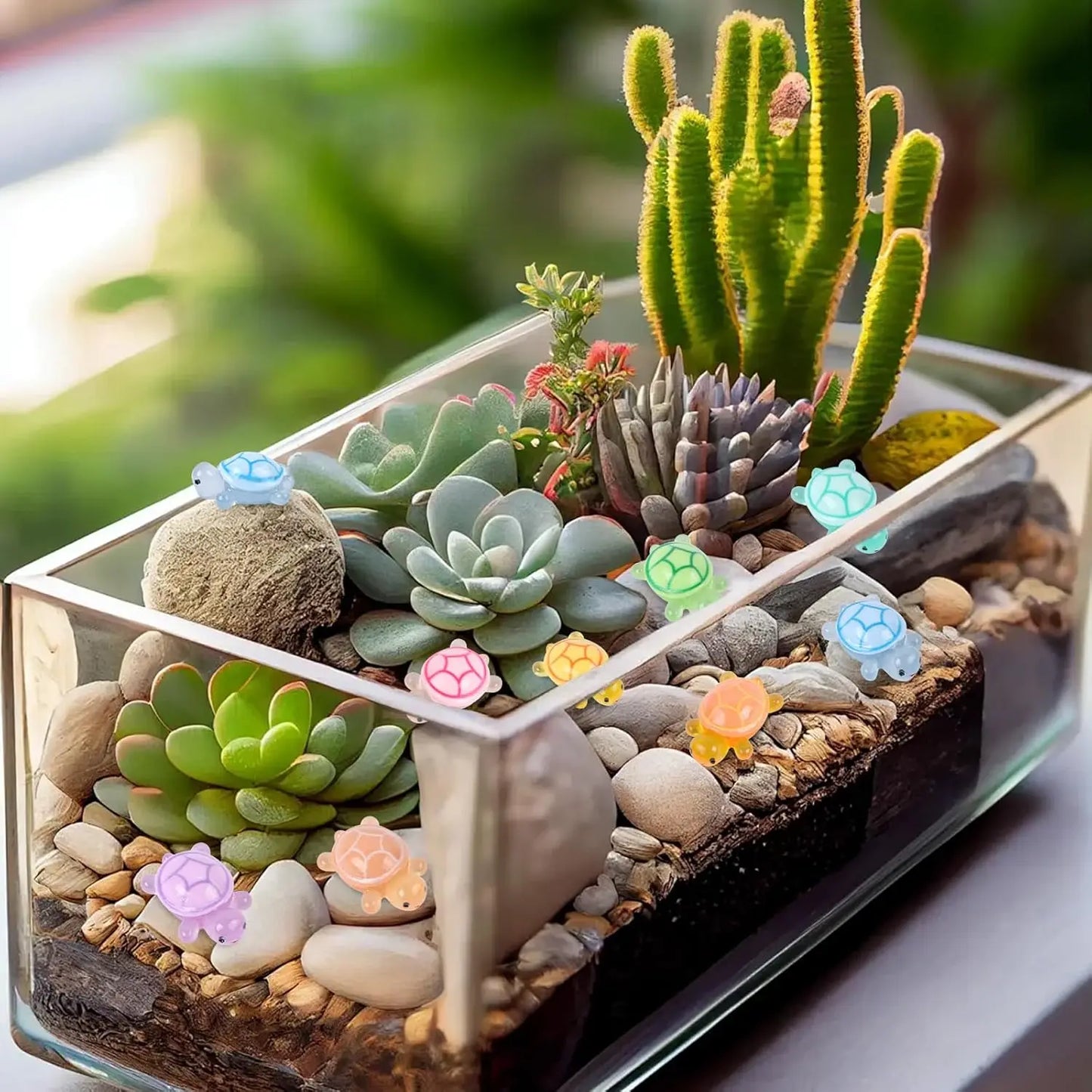 50/100 Pcs Cute Mini Luminous Turtle Ornaments Glowing in The Dark Miniatures Turtle Micro Landscape Home Decor Gift