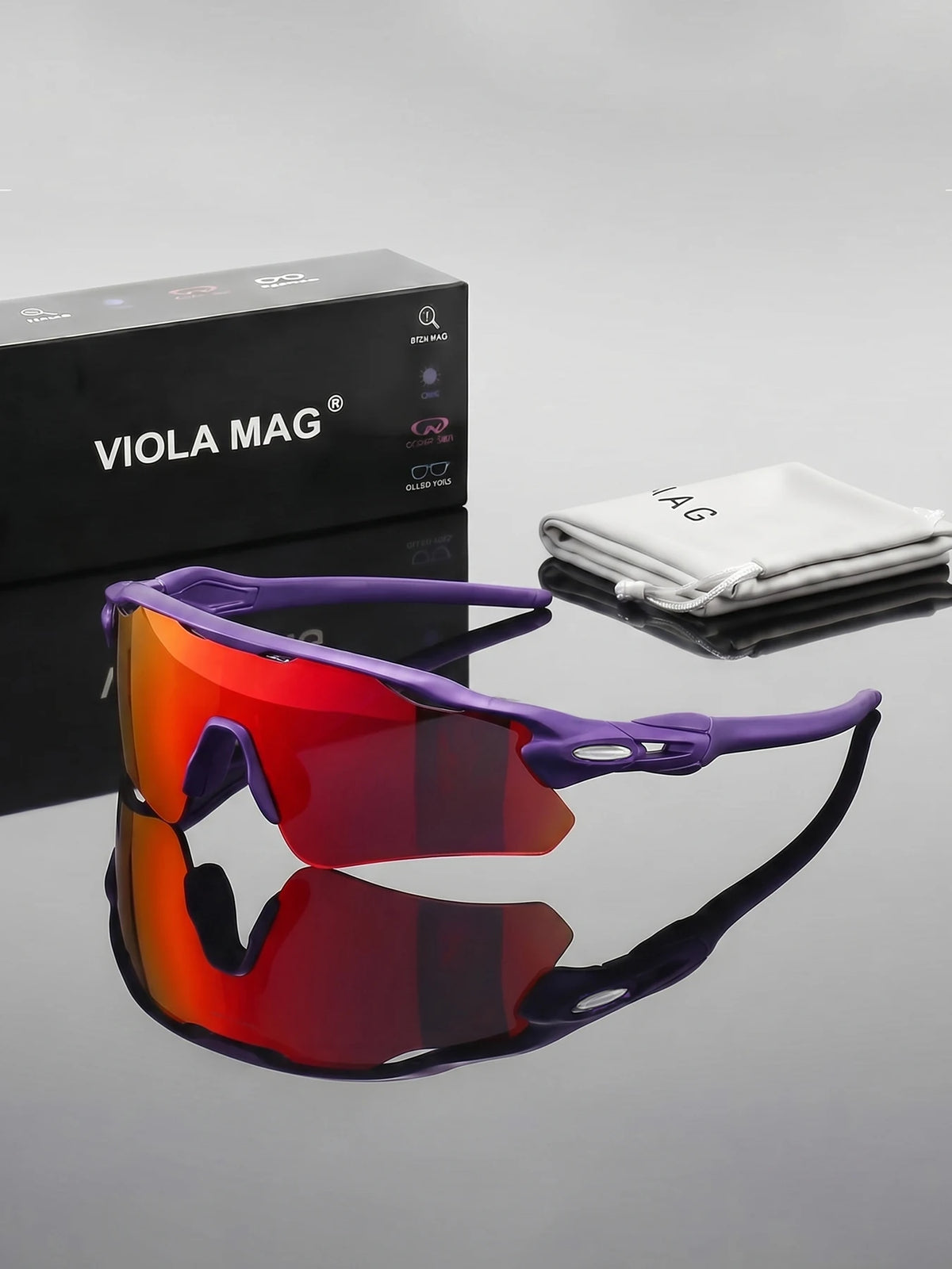 VIOLA MAG Integrated Half Frame Sunglasses, Color Film Unisex for Daily Travel Decoration, Anti Slip, with Mirror Bag