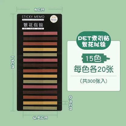 300Pcs Color Translucent Strips PET Index Sticker Note Highlight Mark Stickers Subjects Bookmarks Student Stationery Sticky N