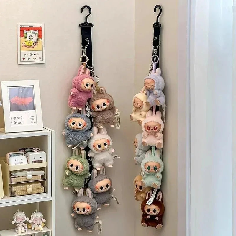 For 15/17cm Labubu Display Artifact Doll Storage Rack Wall Hanging Doll Pendant Hanging 360° Rotation for Labubu Accessories