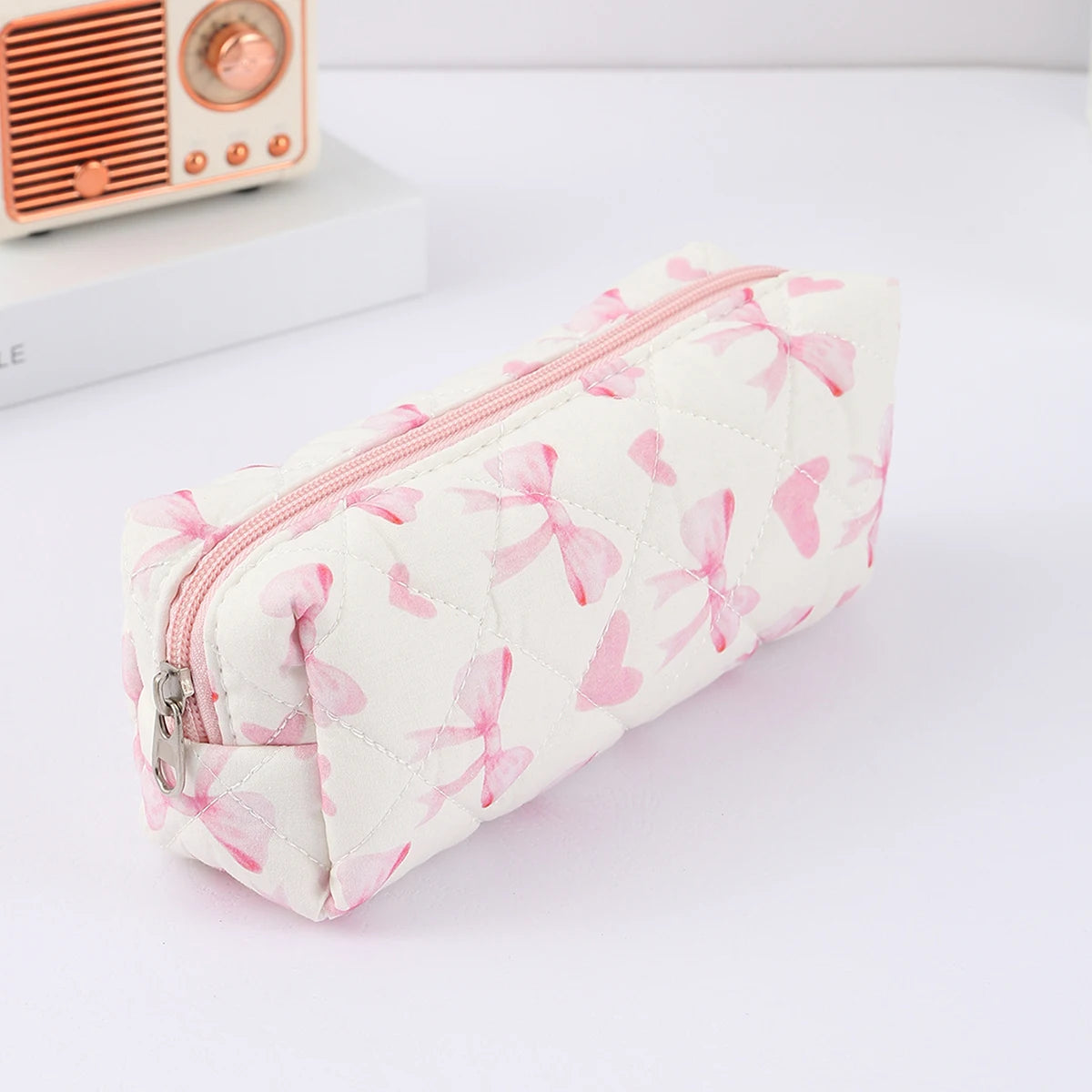1 pc Beautiful bowknot single-layer pencil case, floral pattern design storage bag, a must-have for back to school season - 1
