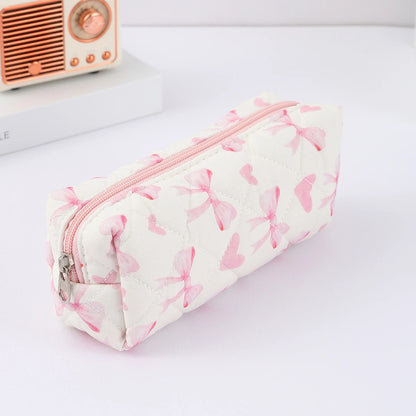 1 pc Beautiful bowknot single-layer pencil case, floral pattern design storage bag, a must-have for back to school season - 1