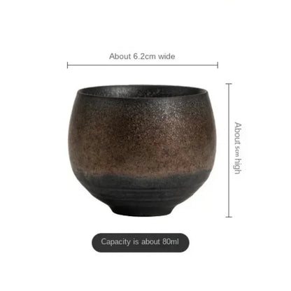 1pc Japanese Style Handmade Stoneware Tea Cup Kung Fu Tea Set Tea Cup Small Single Cup Ancient Style Quiet Road Cup Bowl Teac
