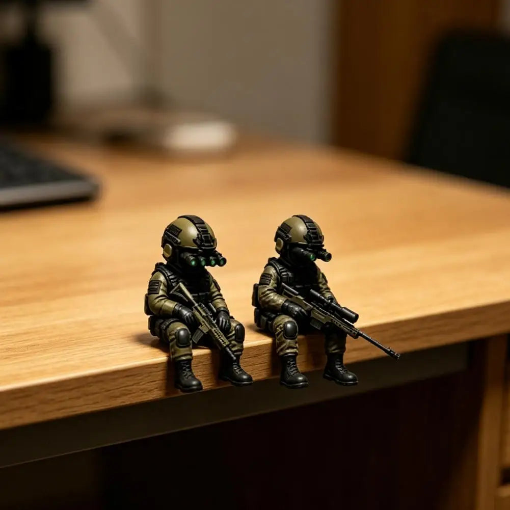 Soldier Decoration Sitting Snipers Statue Armed Special Forces Statue Military Soldier Sculpture Collectible Model
