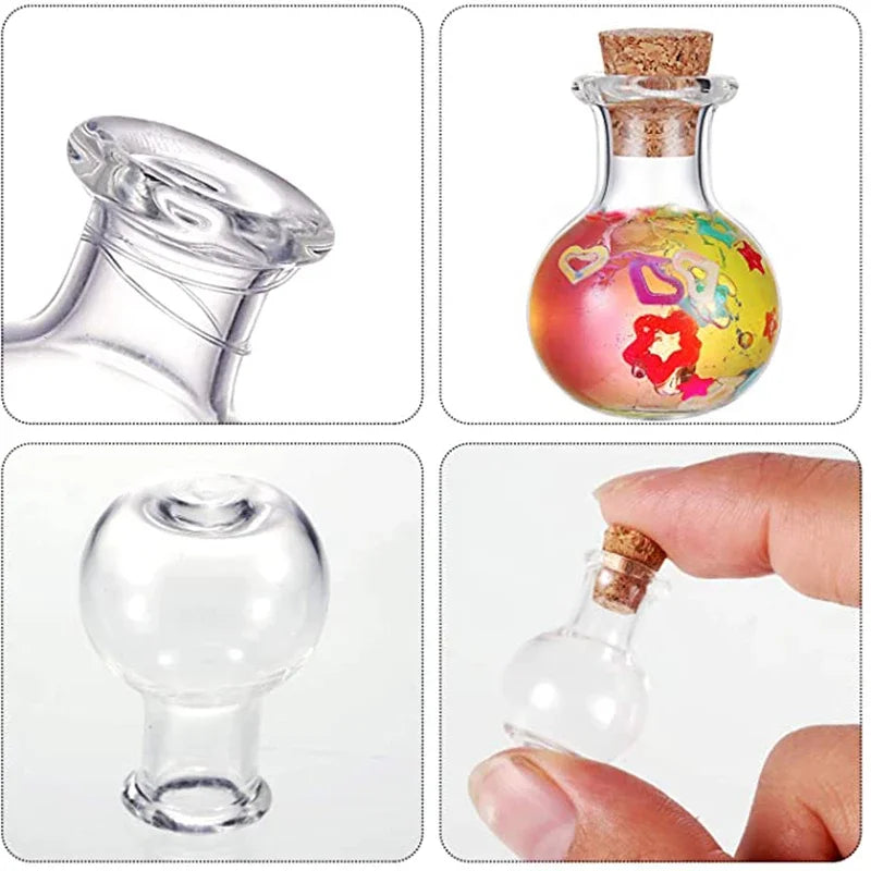 10Pcs Miniature Small Glass Bottles with Cork Vials for Miniature Potion Wedding Decorations