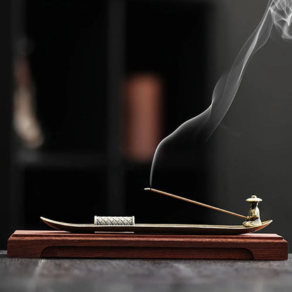 Creative Incense Holder Aromatherapy Ornament Incense Holder Boat Old Men Fishing Japanese Style Incense Stick Burner Home De