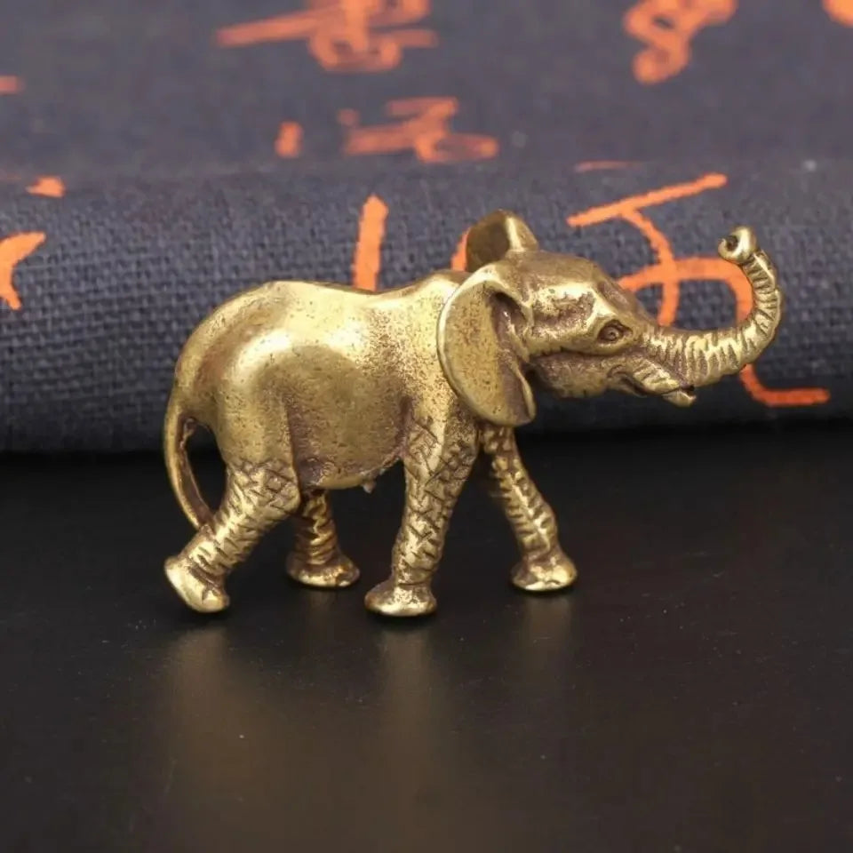 Antique Bronze Minature Elephant Figurines Tea Pet Table Ornament Decorations Solid Copper Animal Crafts Home Decor Living Ro