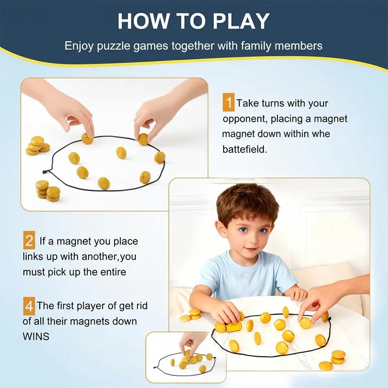 Party Games Magnetic Stones Game Interactive Magnet Board Strategy Game for Family Kids Adults Longest Side 3.4cm
