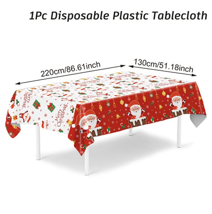 Disposable Christmas Tablecloth Merry Christmas Decors for Home 2024 Table Cover Xmas Ornament Navidad Natal New Year Gift 20