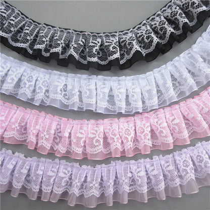 Lace Trim, 2 Yards Wide Pleated Organza Trim, Sewing Lace Trim for Scrapbooking, DIY Crafts, Wedding Decor Accessories