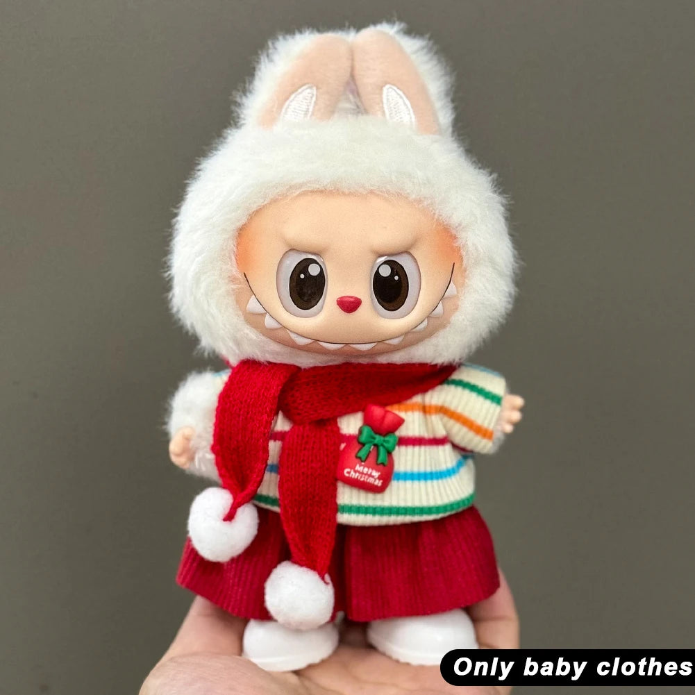 17cm Cute Mini Plush Doll'S Clothes Outfit Accessories For Korea Kpop Exo Labubu Idol Dolls Christmas Knitted Sweater Kid Gif